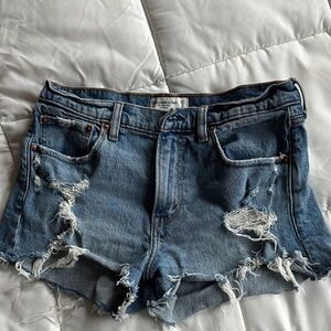 Abercrombie & Fitch Distressed Blue Jean Shorts